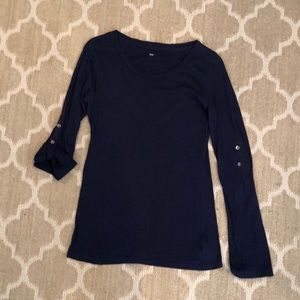 Gap Navy Long sleeve roll tab T, size S